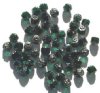 50 6mm Triangle Faceted Emerald, Silver Tipped with Coated Ends